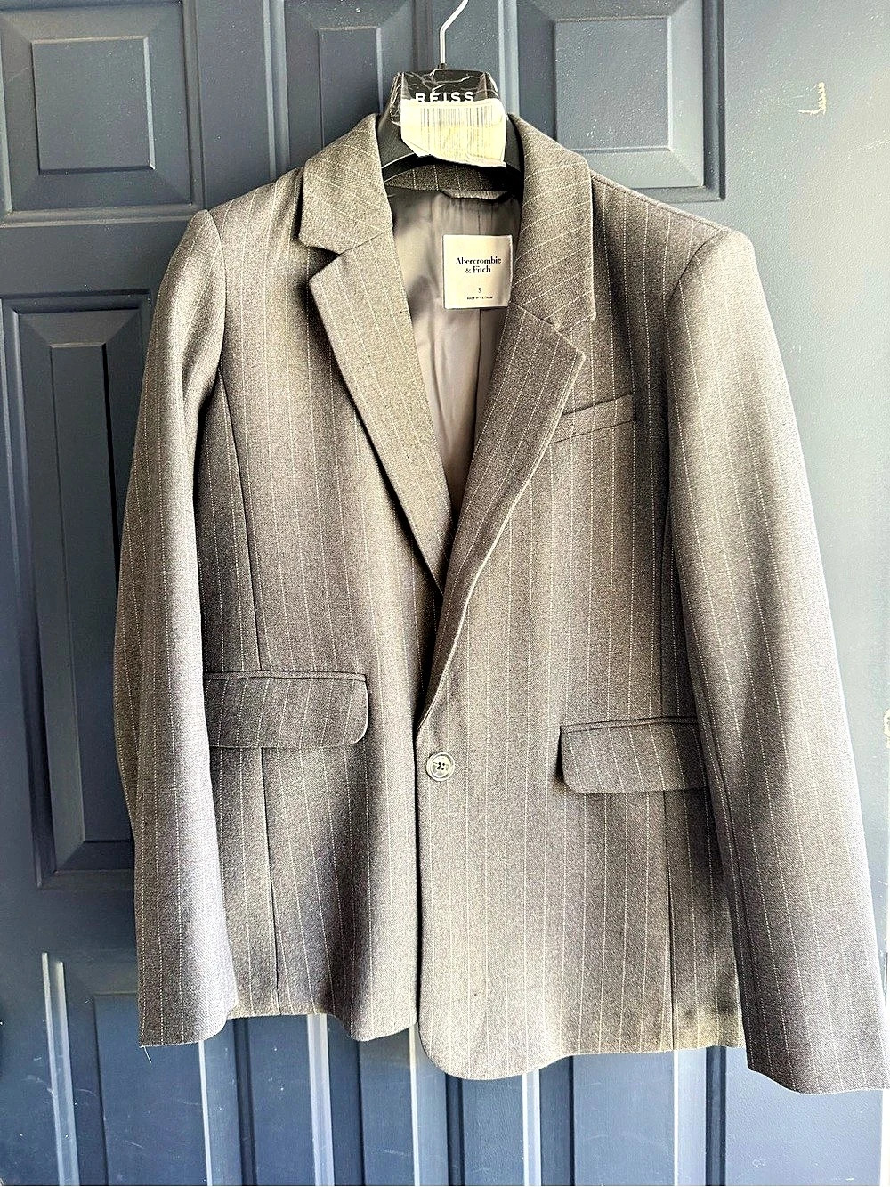 Abercrombie & Fitch Classic Suiting Blazer Striped Gray Size Small